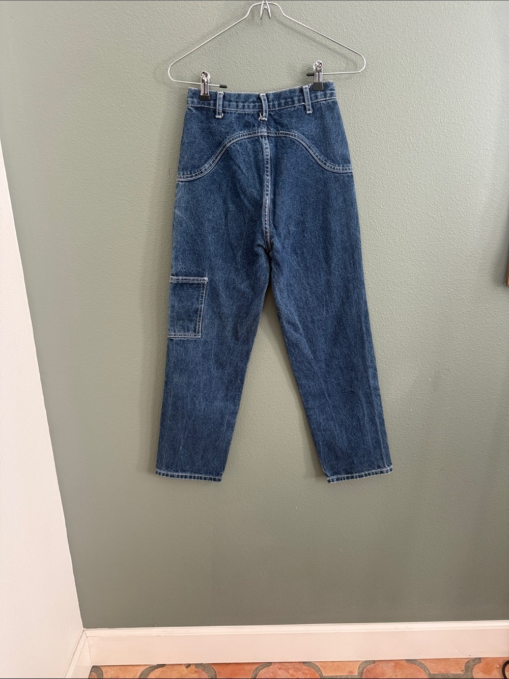 J. Galt Shanghai Women Dark Wash Carpenter Jeans Utility Pants Size S